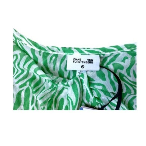 Diane Von Furstenberg x Target Green Zebra Print Tiered Mini Dress 2X NWT - Picture 4 of 8